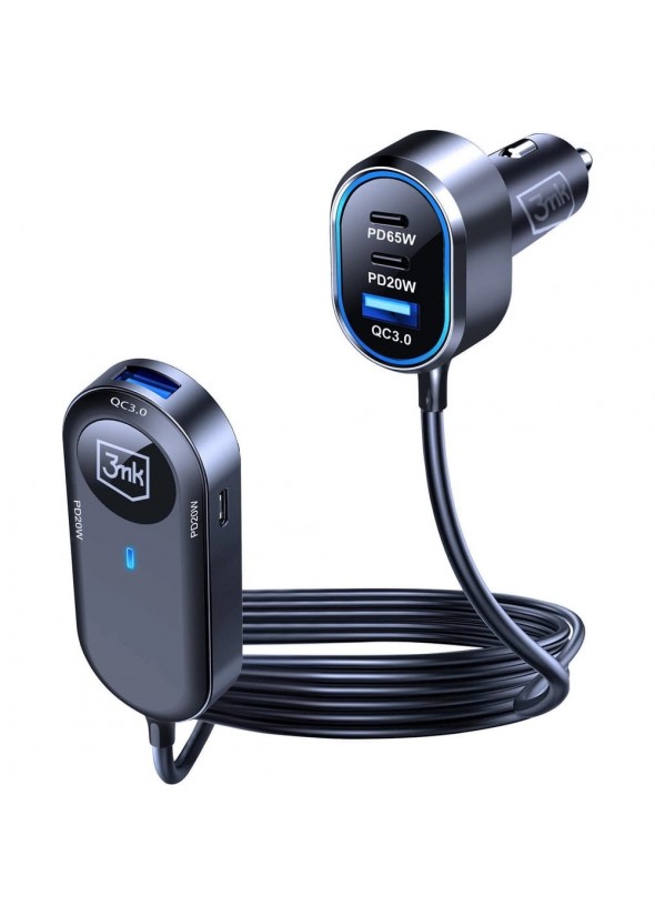 Chargeur de voiture double 3MK 135 W PD QC PPS USB-C USB-A –