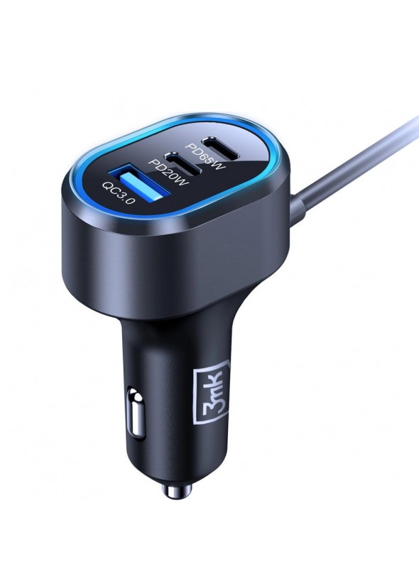 Chargeur de voiture double 3MK 135 W PD QC PPS USB-C USB-A –