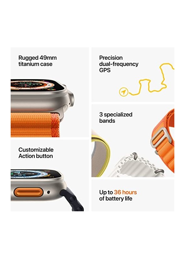 Apple Watch Ultra [GPS + Cellular 49mm] Titanium Case & Orange Alpine Loop