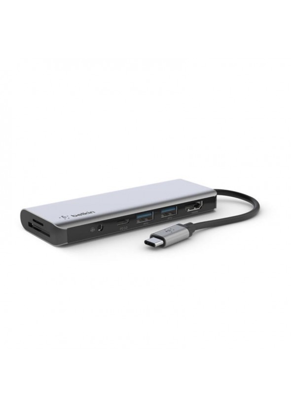 Belkin Connect USB-C 7-in-1 Multiport Adapter - Gris
