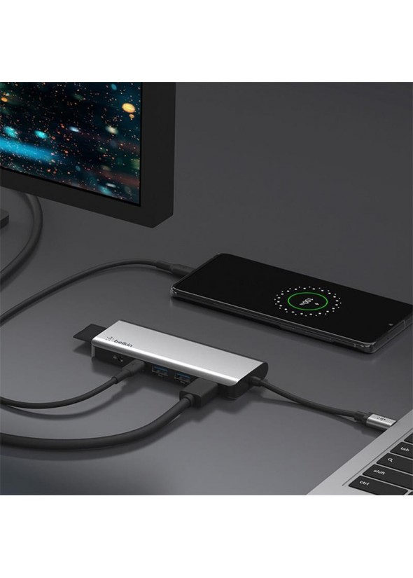 Belkin Connect USB-C 7-in-1 Multiport Adapter - Gris