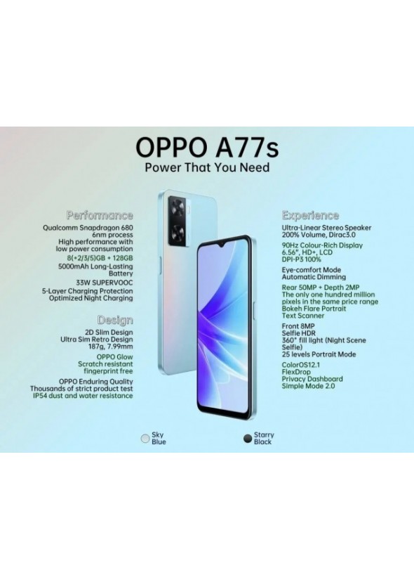 OPPO A77s -8/128Gb -Bleu Changeant